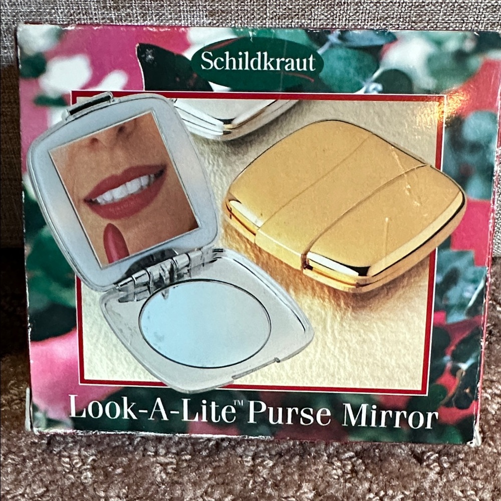 Schildkraut Gold Look-A-Lite Purse Mirror NWT
